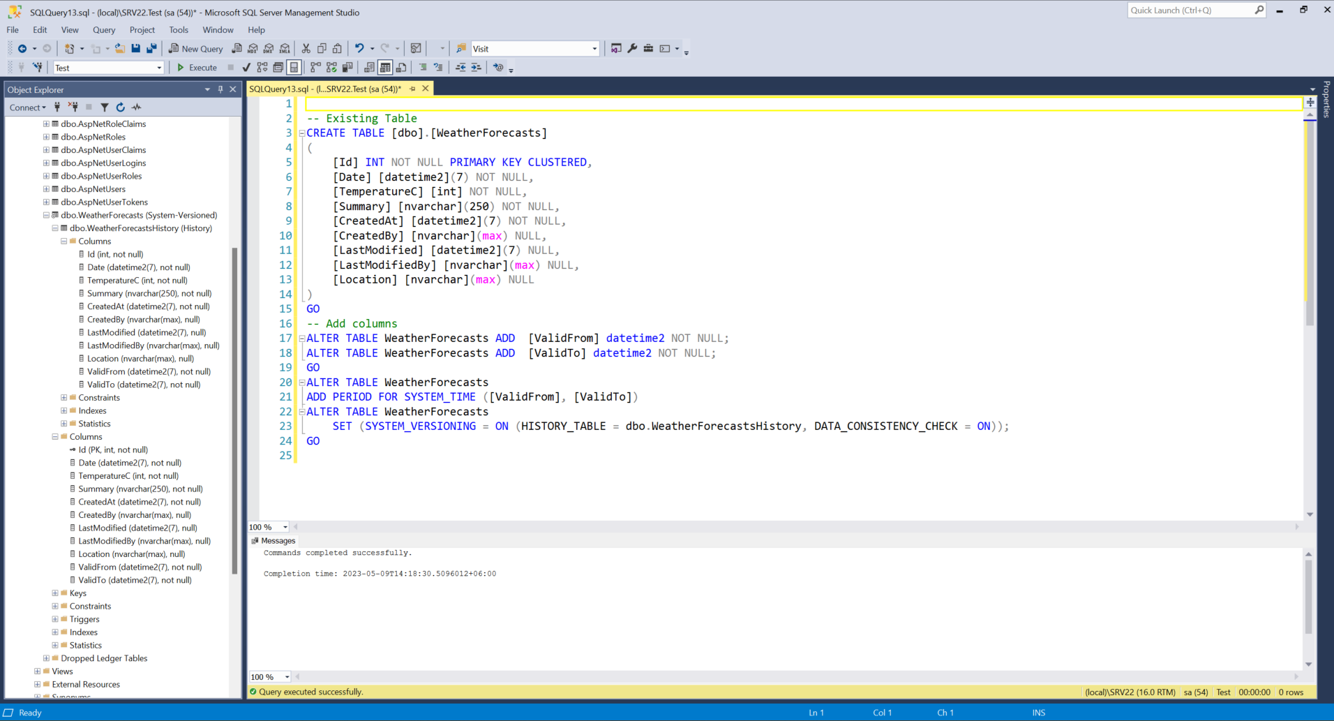 Altering an Existing Table to Support Temporal Data 1